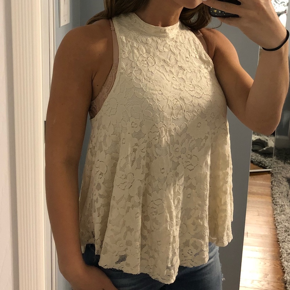 Abercrombie & Fitch Lace Mock Neck Top